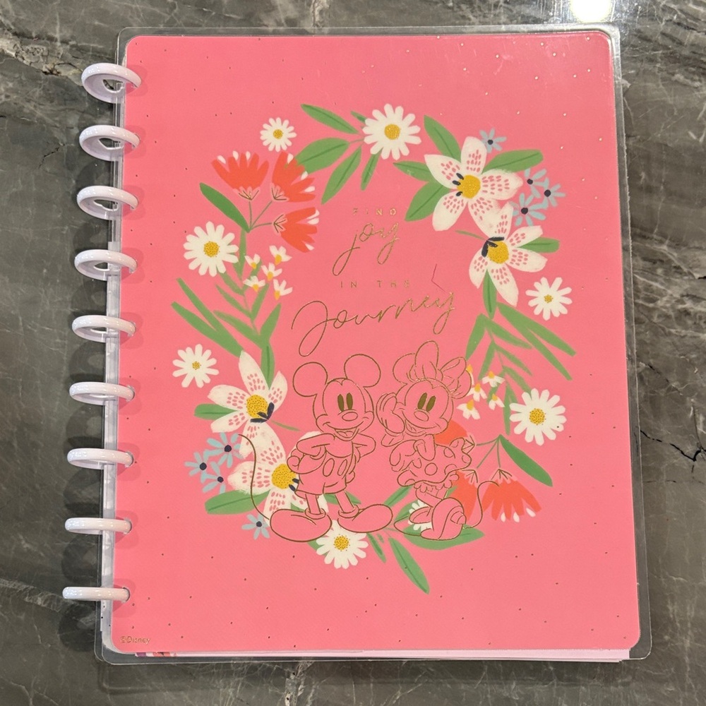 Happy Planner Disney Pink Floral Custom Notebook with Mickey and Minnie